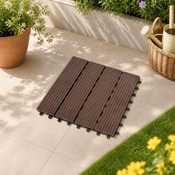 Interlocking Floor Tiles Plastic Decking Outdoor Balcony Patio Garden 30cm