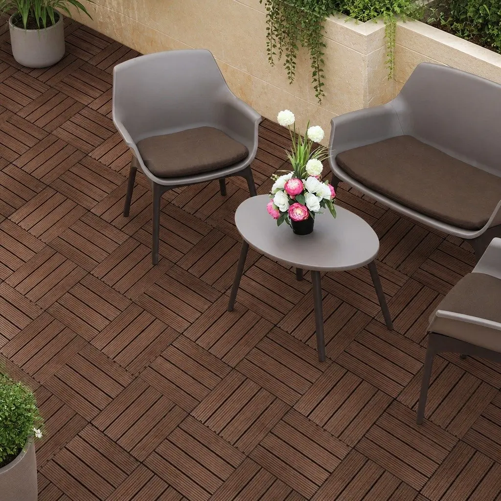 Interlocking Floor Tiles Plastic Decking Outdoor Balcony Patio Garden 30cm