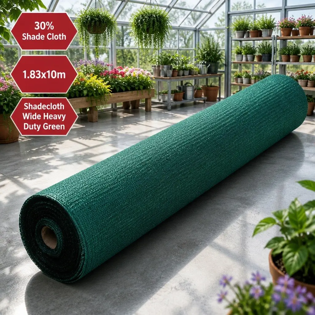 Shade Cloth Garden 1.83m x 10m Roll 30% UV Block Heavy Duty Green