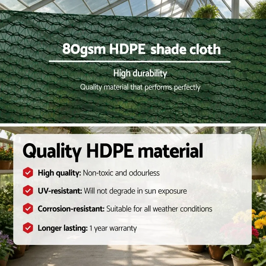 Shade Cloth Garden 1.83m x 10m Roll 30% UV Block Heavy Duty Green