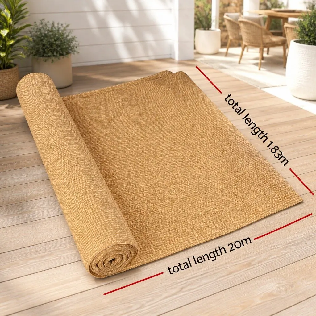 Shade Cloth Roll Garden Outdoor 1.83m x 20m 50 Percent UV-Stabilised Heavy Duty Beige