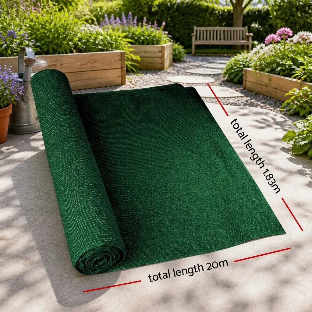 Shade Cloth Roll Home and Garden 1.83m x 20m Green UV-Stabilised HPDE Knitted Fabric 70% Block