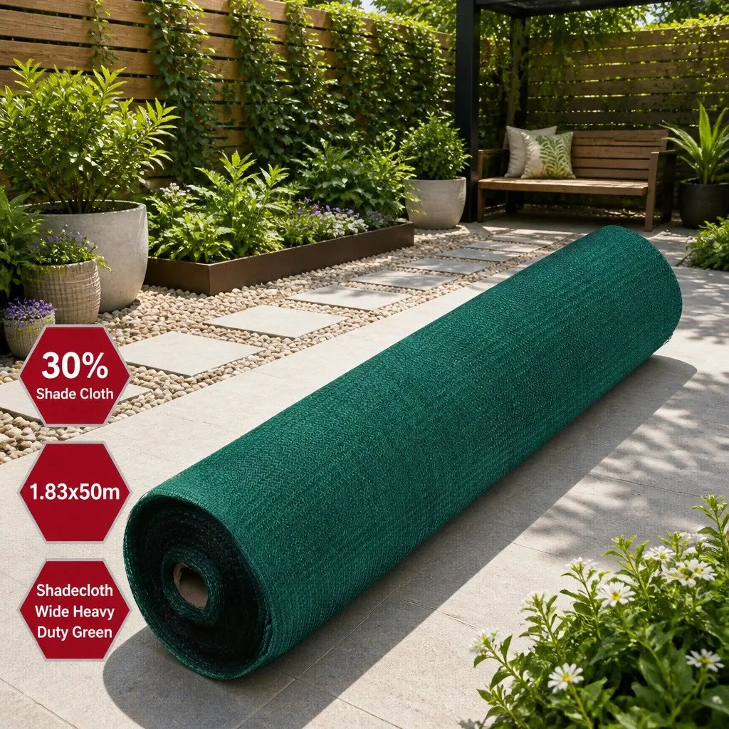 Shade Cloth for Garden Greenhouse 1.83m x 50m 30% UV Block Heavy Duty Green