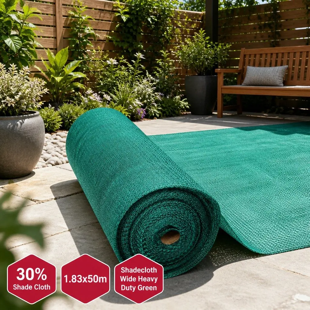 Shade Cloth for Garden Greenhouse 1.83m x 50m 30% UV Block Heavy Duty Green