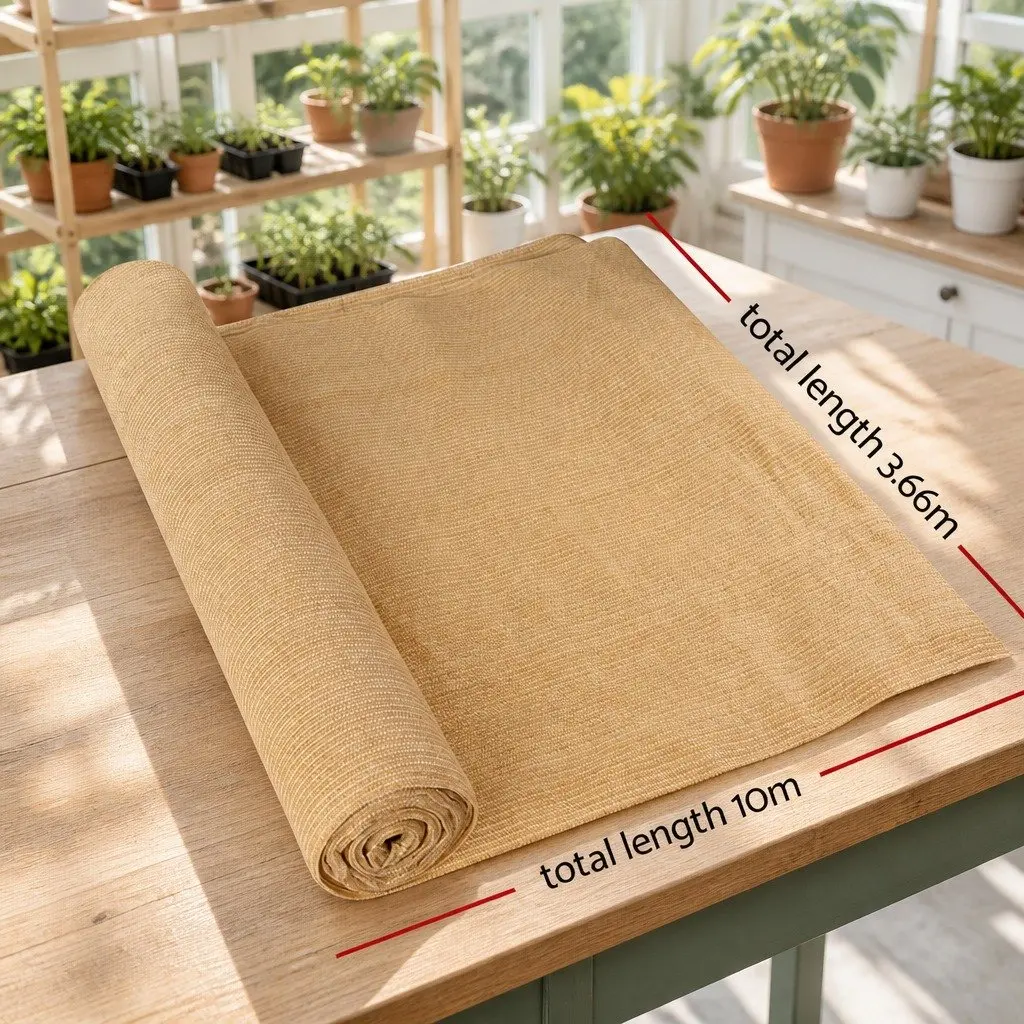 Shade Cloth for Garden 3.66x10m Beige 90% UV Block Heavy Duty