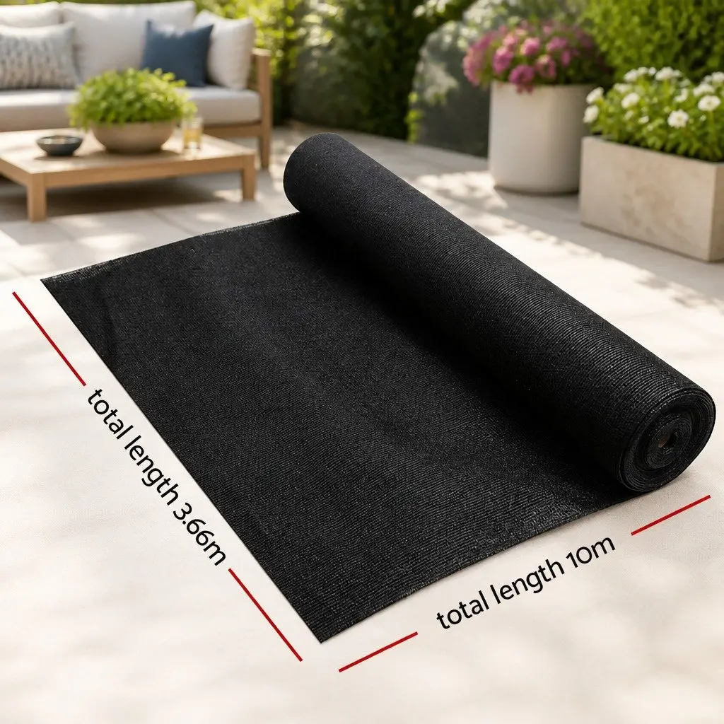 Shade Cloth Roll for Garden Outdoor 3.66m x 10m Black Heavy Duty UV-Stabilised