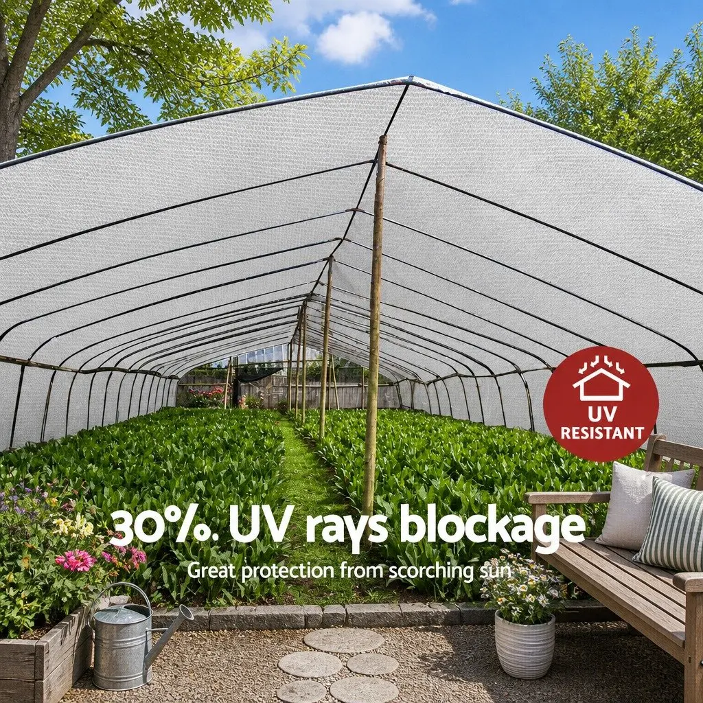 Shade Cloth for Garden 3.66x10m UV Protection White Knitted Fabric 30% Shade Block