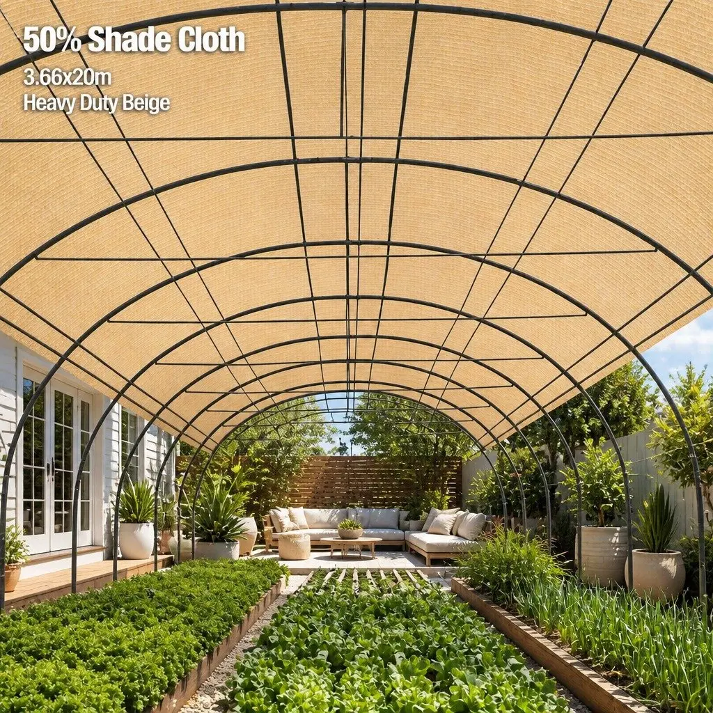 3.66m x 20m Heavy Duty Shade Cloth, 50% Block