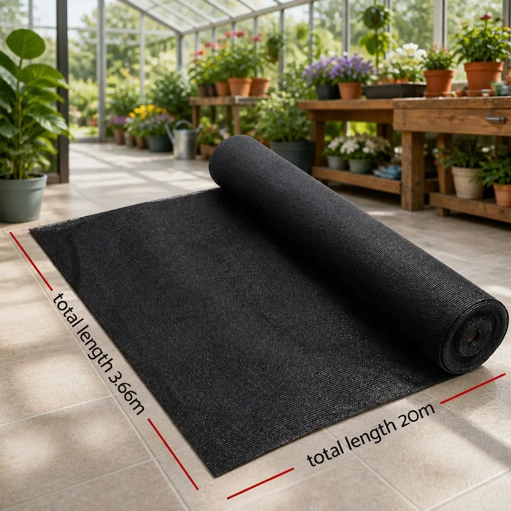 Shade Cloth 50% UV Block Garden 3.66x20m Heavy Duty Black Knitted Fabric