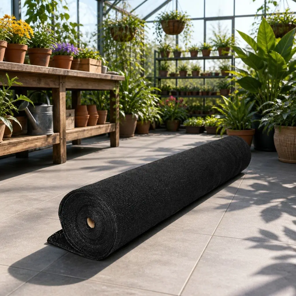 Shade Cloth 50% UV Block Garden 3.66x20m Heavy Duty Black Knitted Fabric