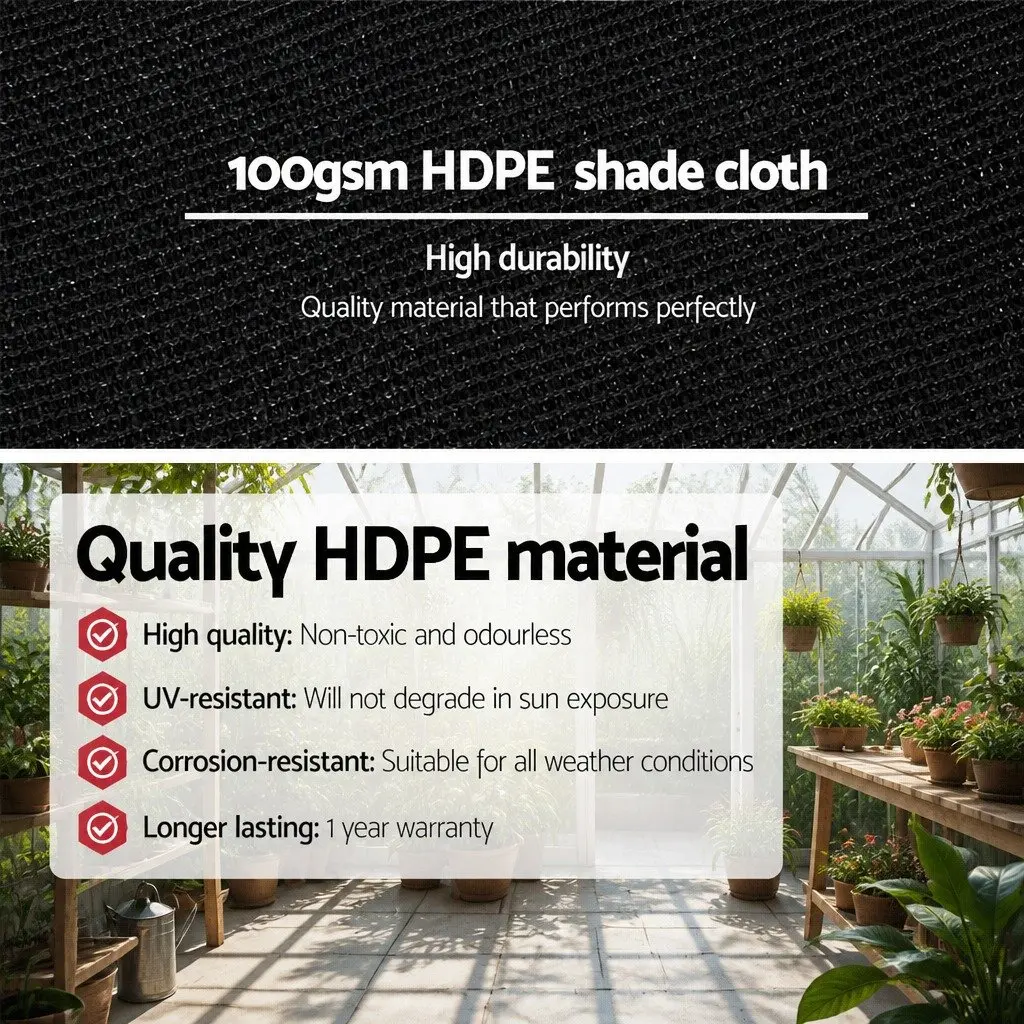 Shade Cloth 50% UV Block Garden 3.66x20m Heavy Duty Black Knitted Fabric
