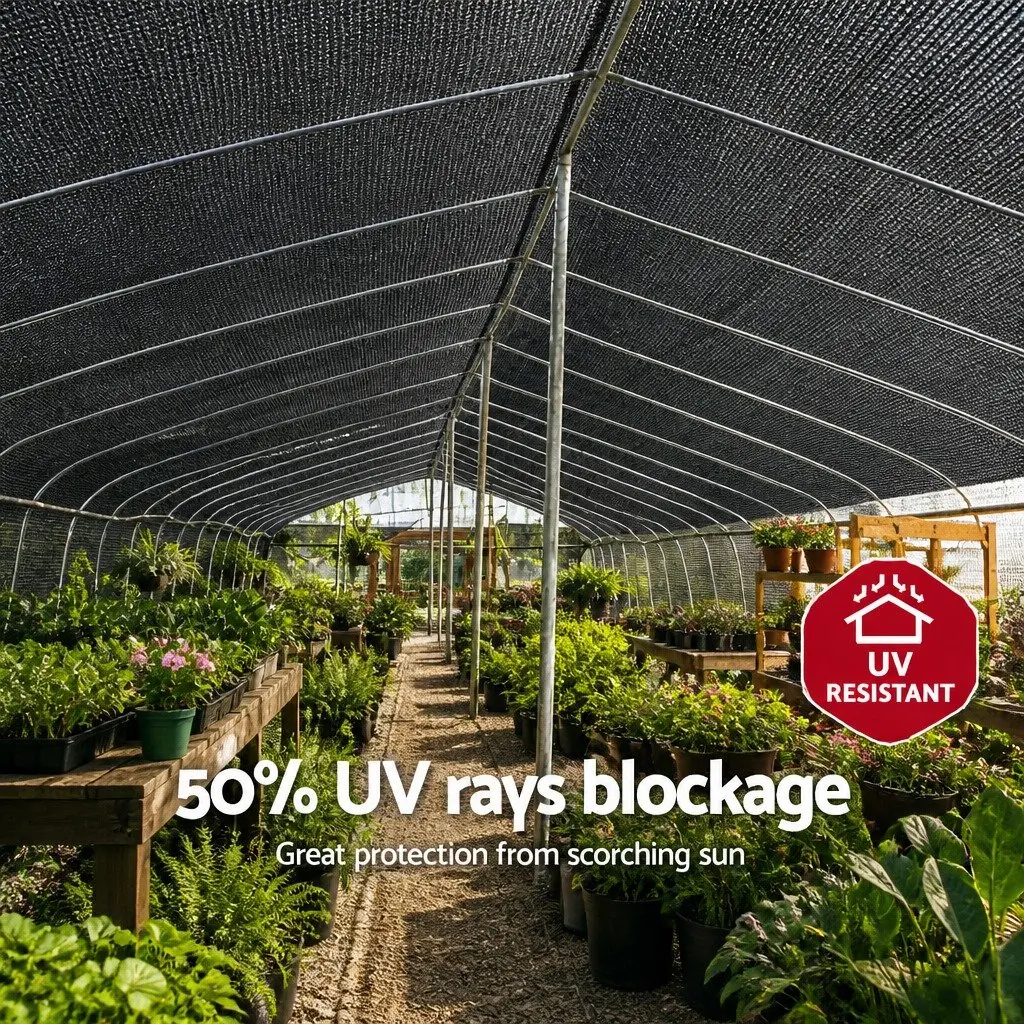 Shade Cloth 50% UV Block Garden 3.66x20m Heavy Duty Black Knitted Fabric