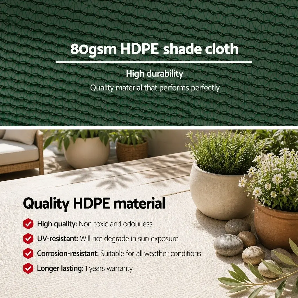 Shade Cloth Garden 3.66m x 20m 30% UV Block Green Heavy