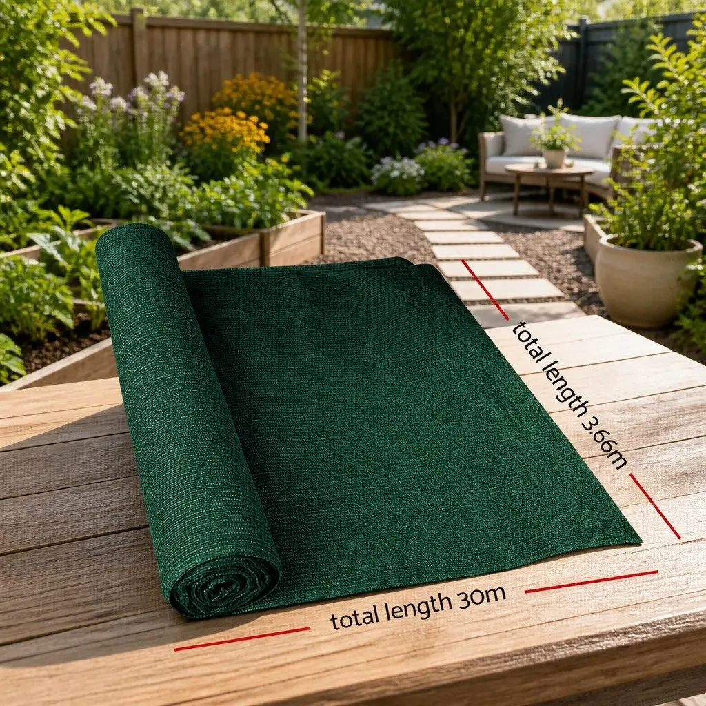 Shade Cloth Green 3.66x30m 50% UV Block for Garden Greenhouse Agricultural Use