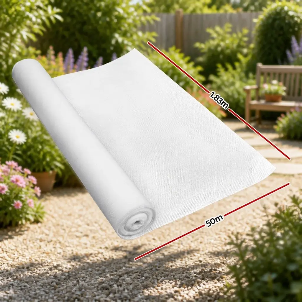 Shade Cloth 50% UV Block Garden Greenhouse 1.83m x 50m White