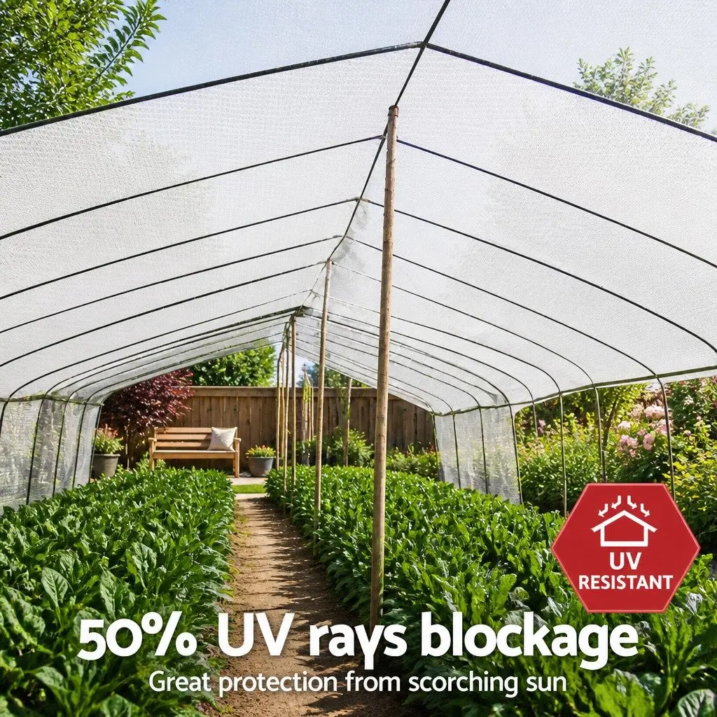 Shade Cloth 50% UV Block Garden Greenhouse 1.83m x 50m White