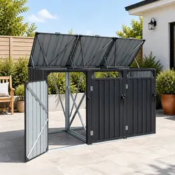 Triple Bin Shed: 222cm x 80cm x 122cm, 3 Bin Capacity