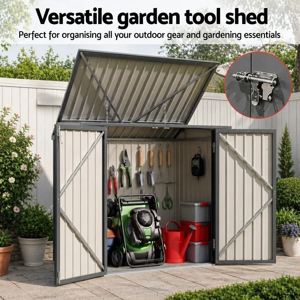 Garden Shed Wheelie Bin Storage Enclosure Outdoor Lockable Steel Cabinet Grey 158cm x 101cm x 133cm
