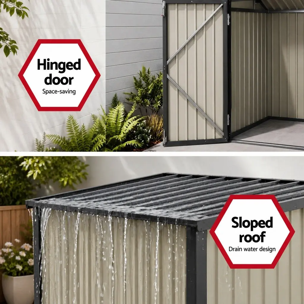 Garden Shed Wheelie Bin Storage Enclosure Outdoor Lockable Steel Cabinet Grey 158cm x 101cm x 133cm