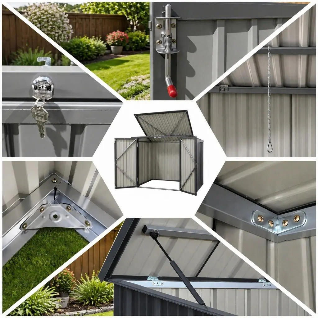 Garden Shed Wheelie Bin Storage Enclosure Outdoor Lockable Steel Cabinet Grey 158cm x 101cm x 133cm