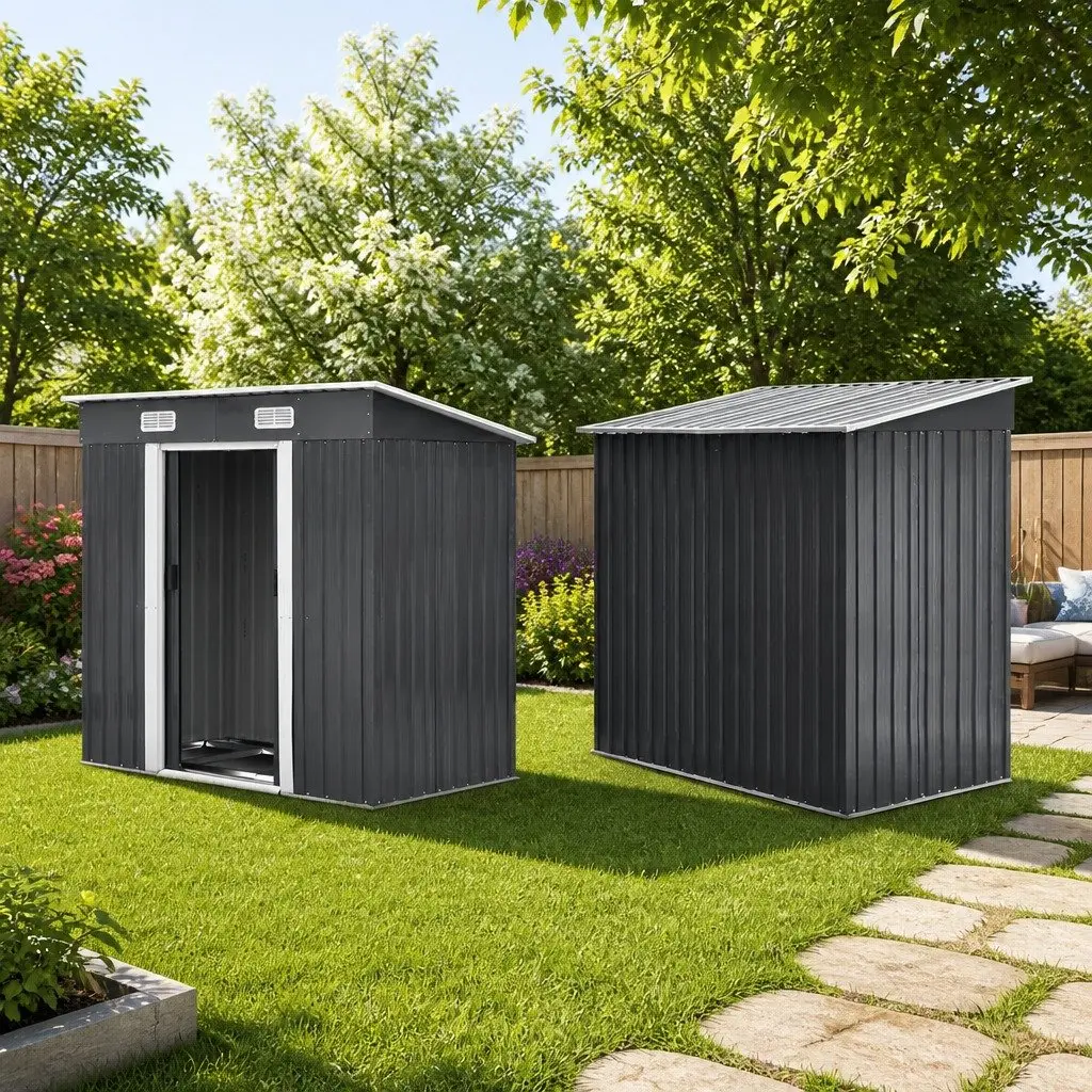 Black Metal Garden Shed 1.94x1.21M