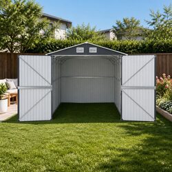 Garden Shed Outdoor Storage Workshop Tool House 3x5.38M Grey Steel Shelter