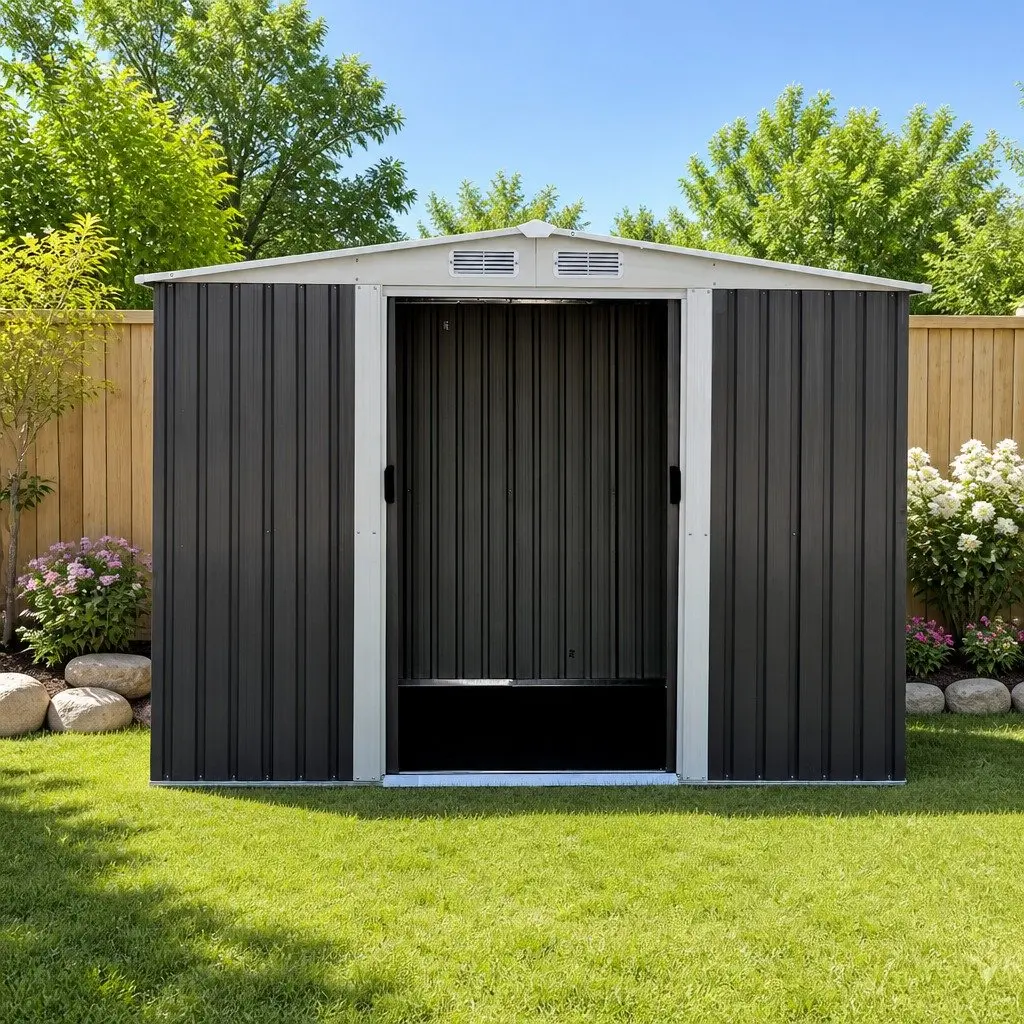 Metal Garden Shed 2.58x2.07M with Double Sliding Doors