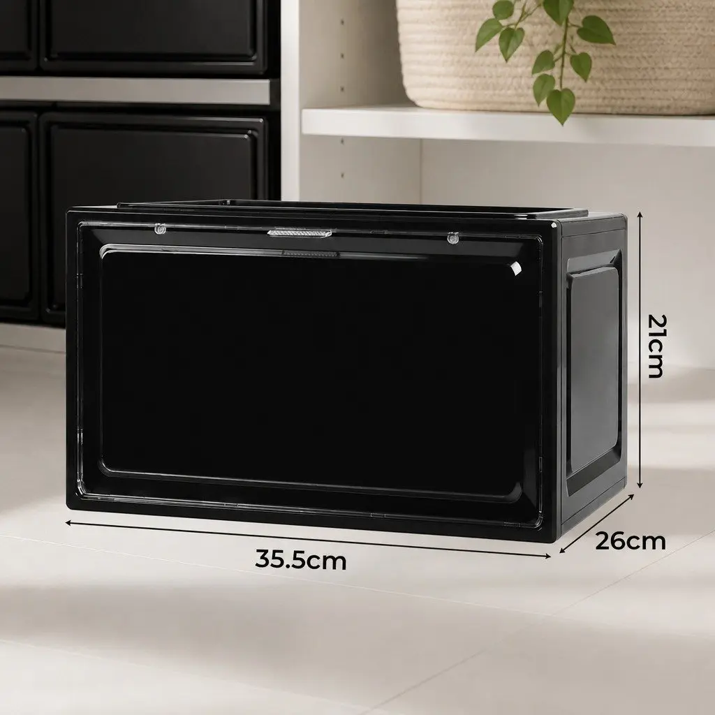 Acrylic Drop Front Shoe Storage Box Stackable Sneaker Display Organiser Clear 35.5cm x 26cm x 21cm