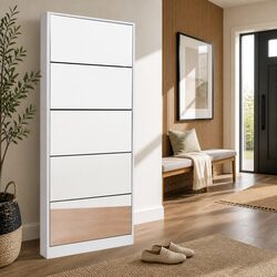 Shoe Rack Cabinet Dimensions: 63cm x 17cm x 170cm with Mirror