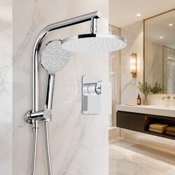 9" Rain Shower Head Set Handheld Mixer Tap Chrome Round High Pressure Rainfall
