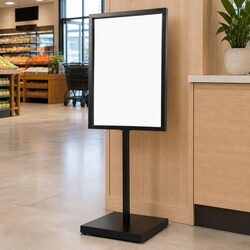 Double-Sided Sign Holder Dimensions: 65x90x166cm, Black