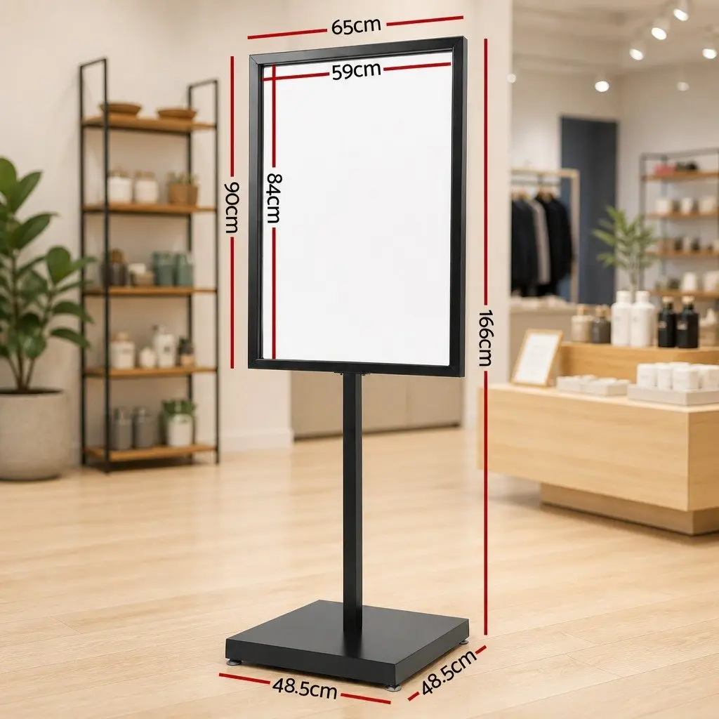 Pedestal Sign Holder Office Display Double Sided 65x90x166cm