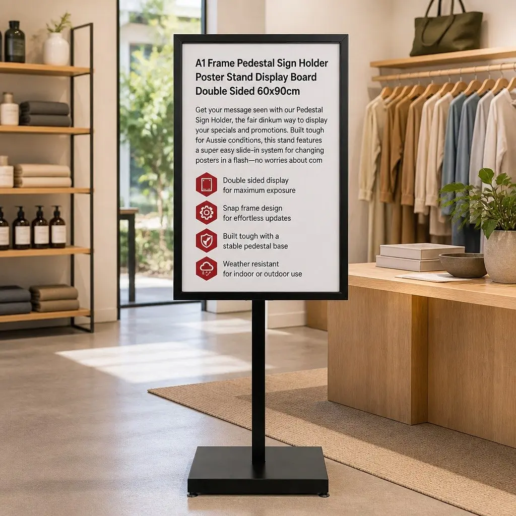 Pedestal Sign Holder Office Display Double Sided 65x90x166cm