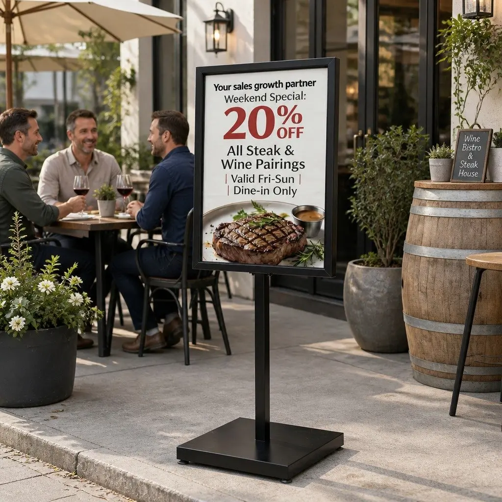 Pedestal Sign Holder Office Display Double Sided 65x90x166cm