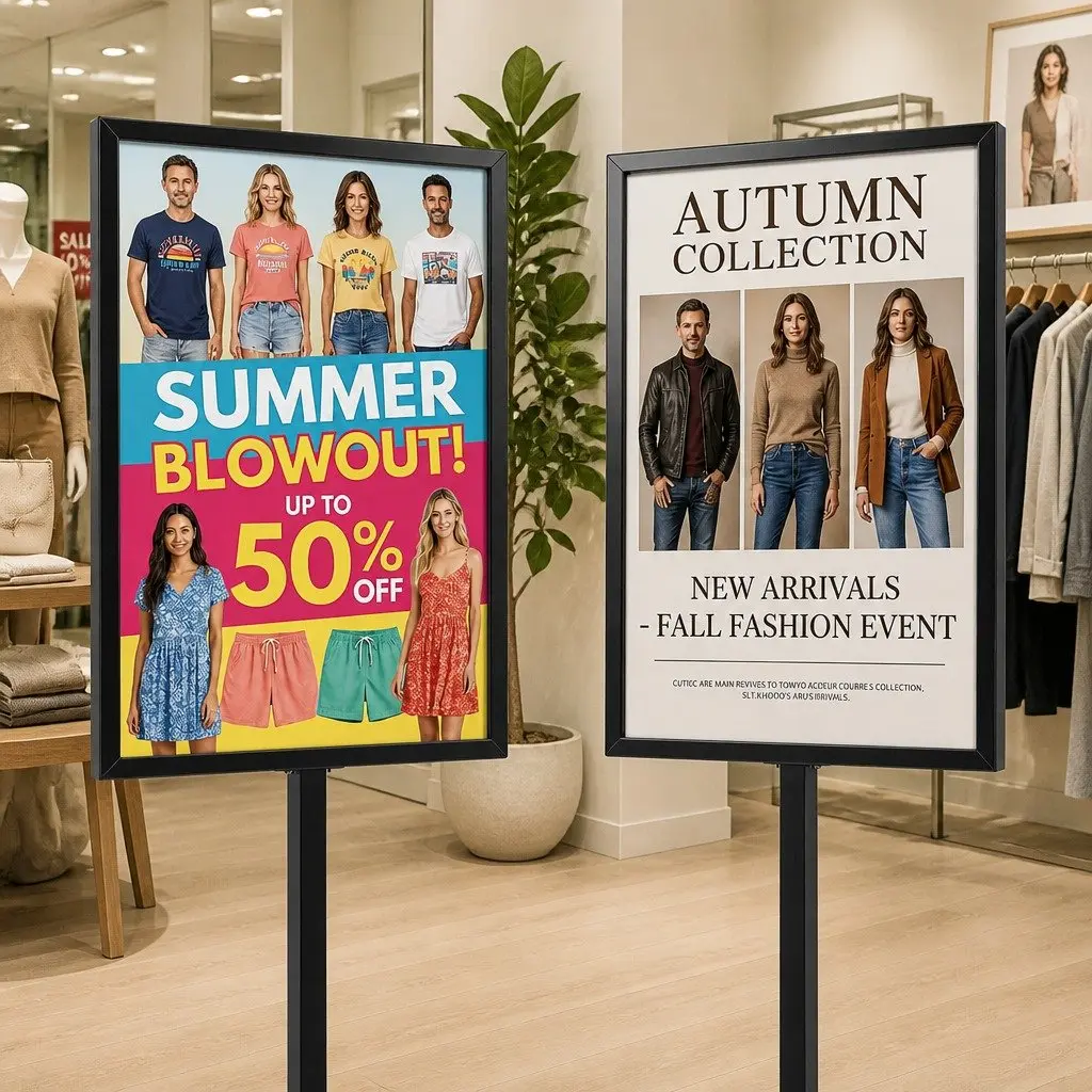 Pedestal Sign Holder Office Display Double Sided 65x90x166cm