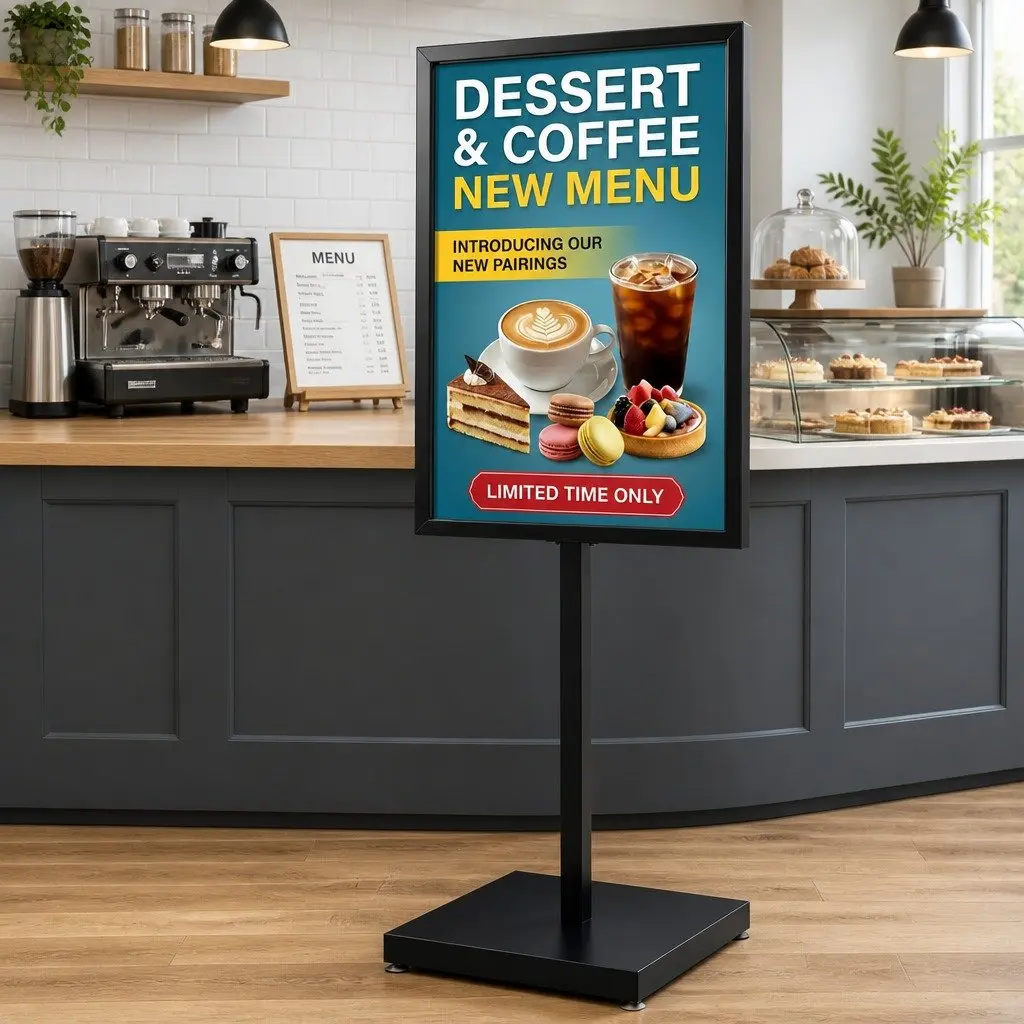 Pedestal Sign Holder Office Display Double Sided 65x90x166cm