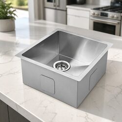 Kitchen Sink 51X45CM Stainless Steel Single Bowl Basin Silver Handmade Satin