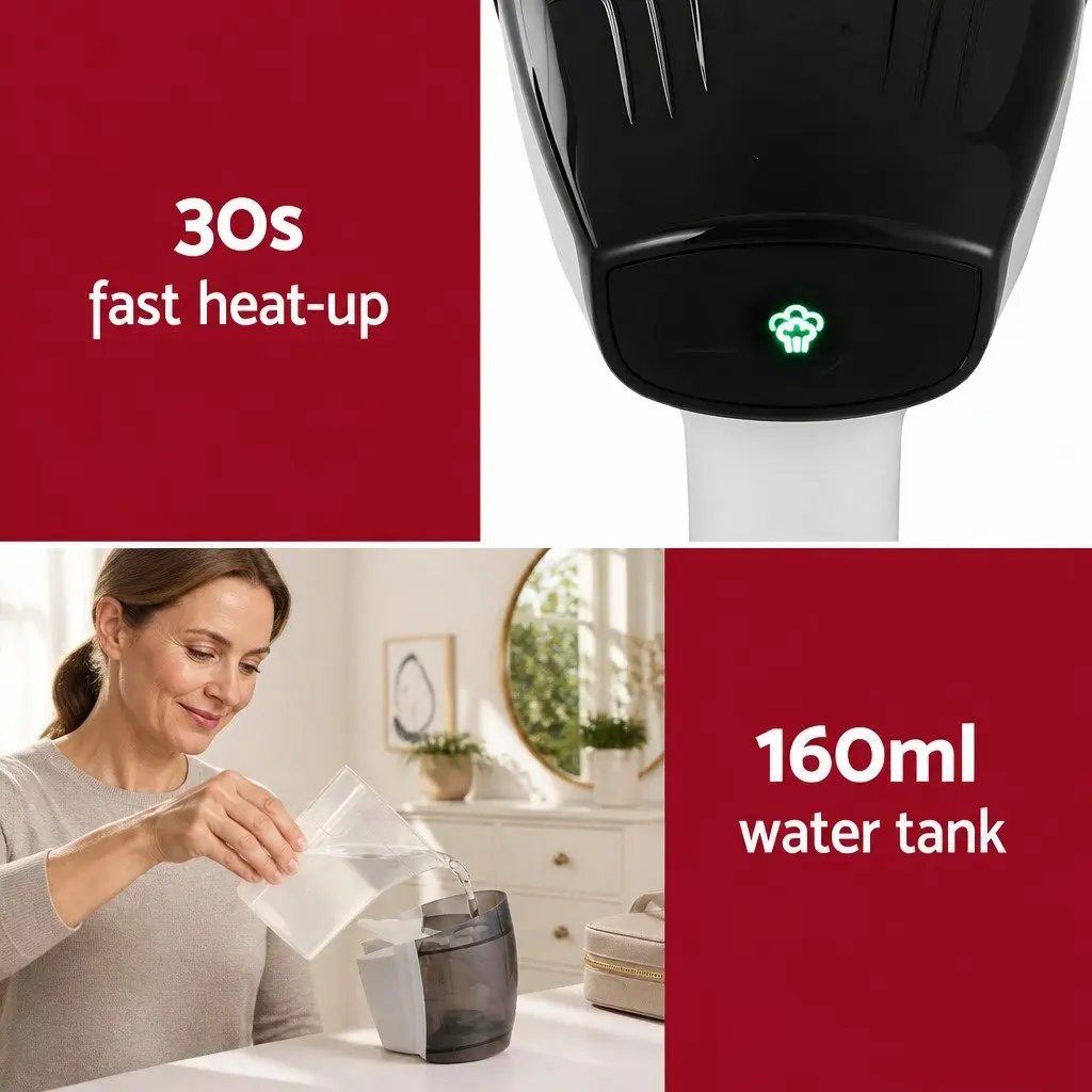 Handheld Garment Steamer 1500W Portable Fabric Care Fast Heat-Up Continuous