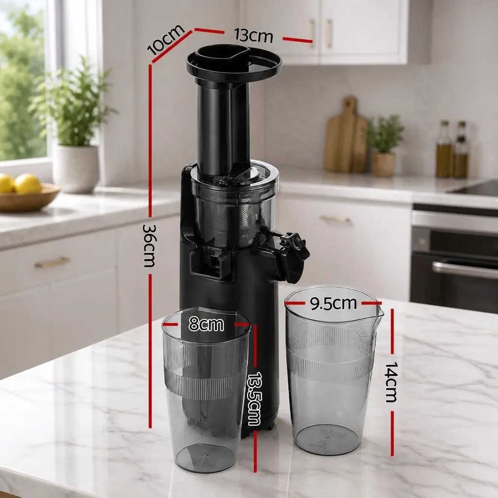 Cold Press Slow Juicer Fruit Juice Extractor 130W Masticating Auger Black