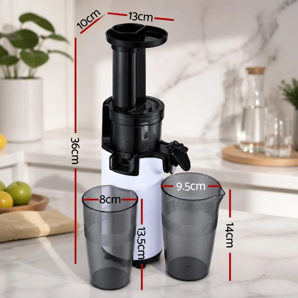 Slow Juicer Cold Press Fruit Juice Extractor 130W White Home Kitchen Machine