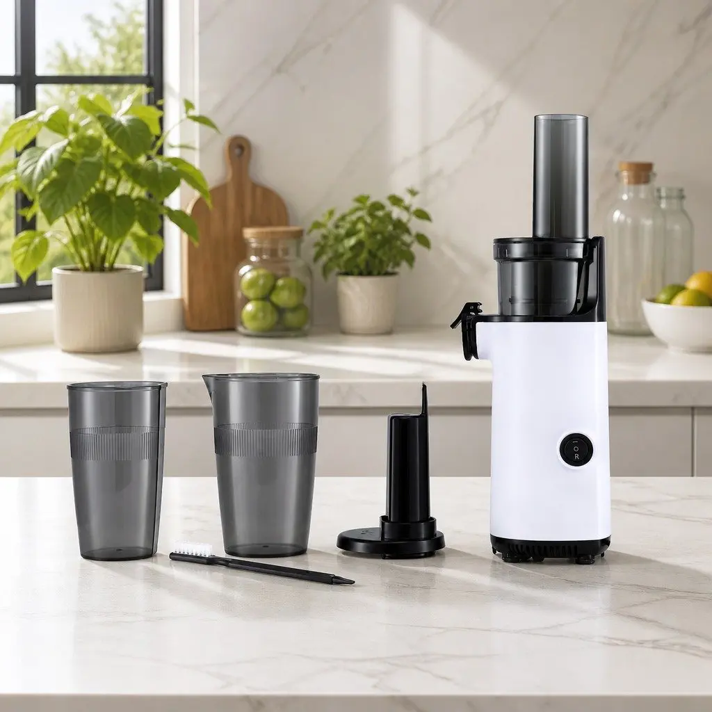 Slow Juicer Cold Press Fruit Juice Extractor 130W White Home Kitchen Machine
