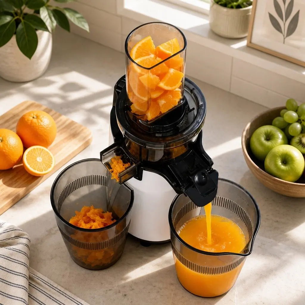 Slow Juicer Cold Press Fruit Juice Extractor 130W White Home Kitchen Machine