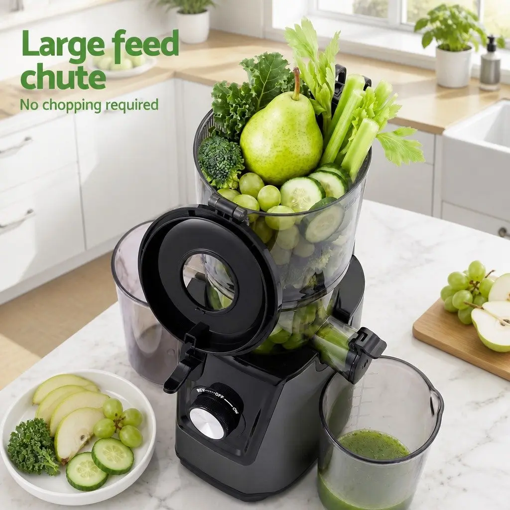 Cold Press Slow Juicer 200W Large Feed Hopper Fruit Vegetable Juice Extractor