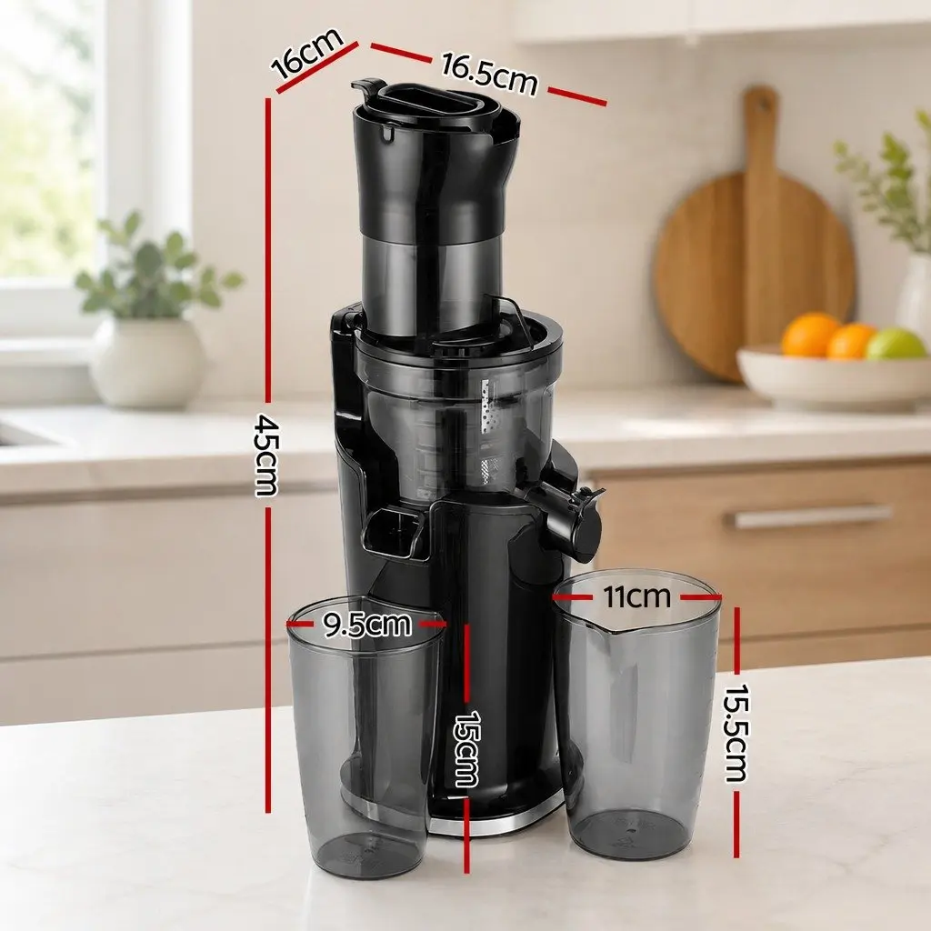 Slow Juicer Cold Press Fruit Juice Extractor 200W Low Speed Masticating Auger