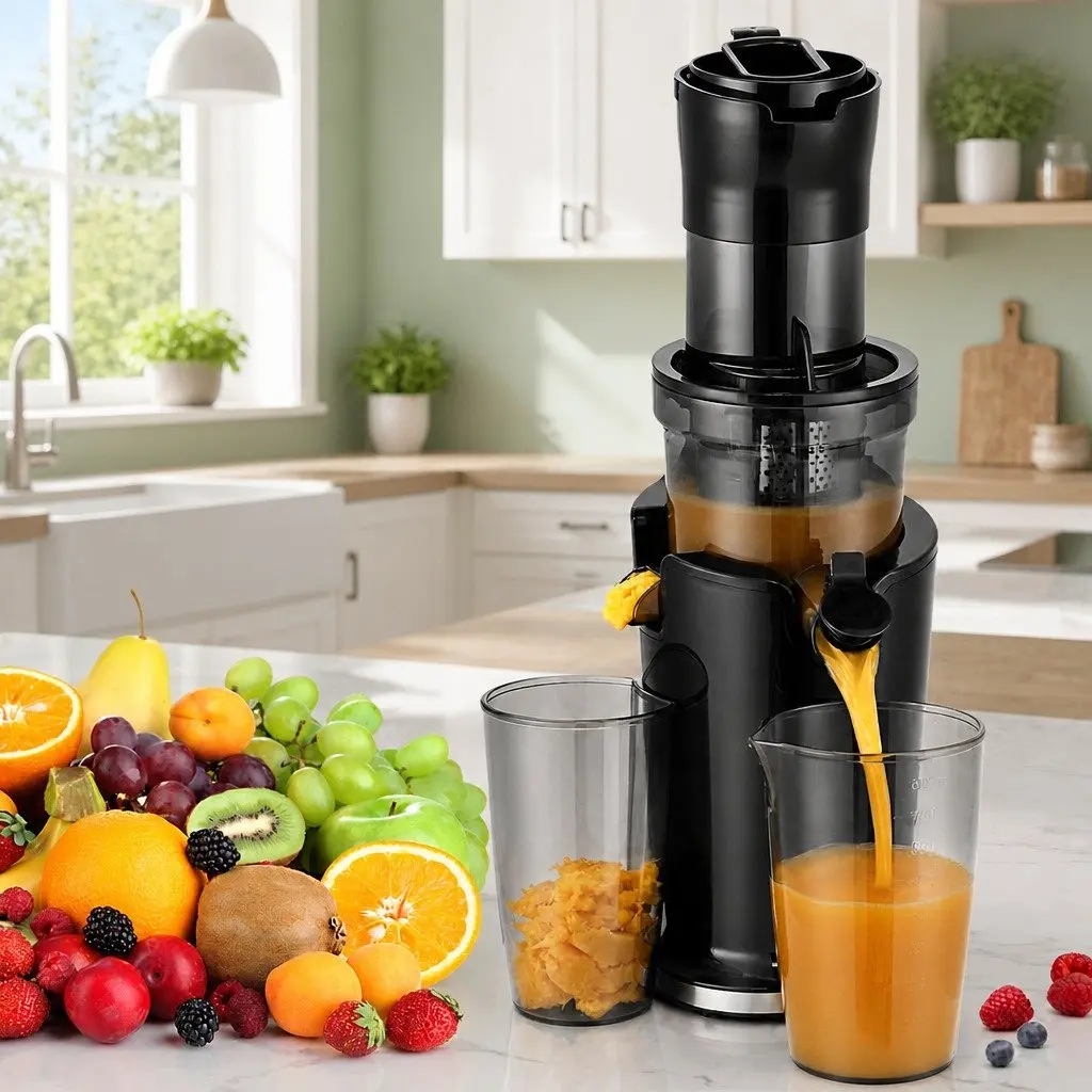 Slow Juicer Cold Press Fruit Juice Extractor 200W Low Speed Masticating Auger