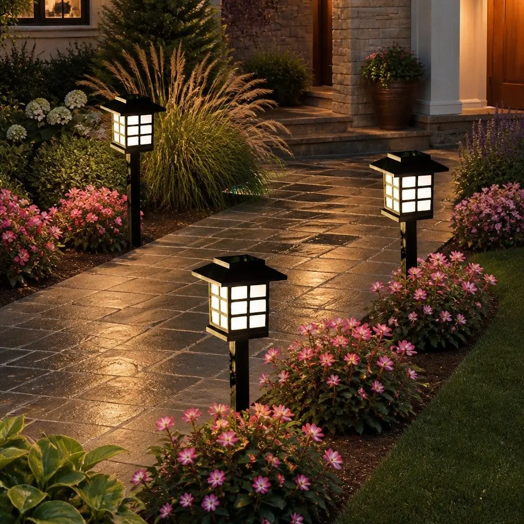 Solar Power Garden Lights 6 Pack LED Landscape Outdoor Pathway Yard Lighting