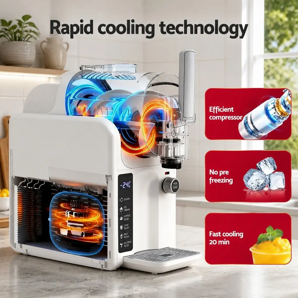 5in1 Slushie Machine Ice Cream Maker 2L White Soft Serve Frozen Drinks Home