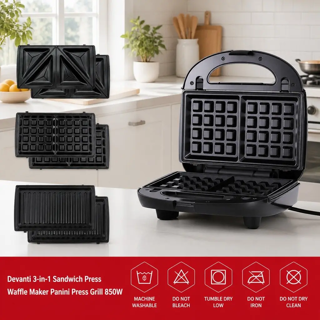 3-in-1 Sandwich Maker Kitchen Appliance for Breakfast 850W