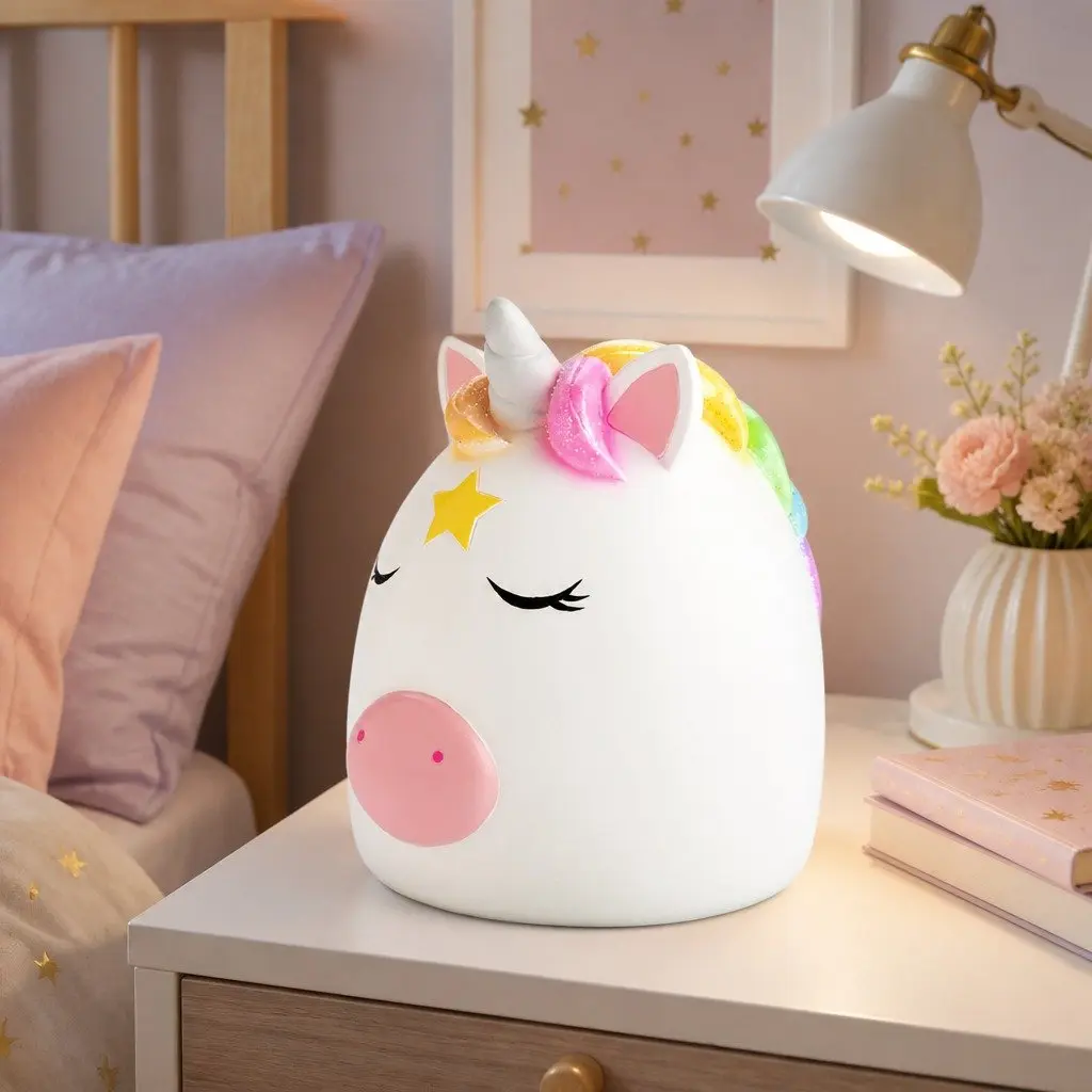Unicorn Table Lamp Kids Bedroom Night Light Soft Warm LED