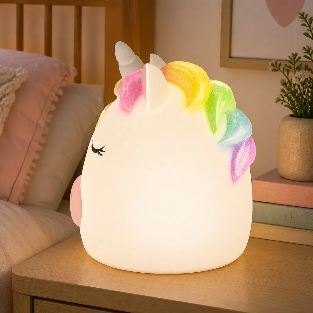 Unicorn Table Lamp Kids Bedroom Night Light Soft Warm LED